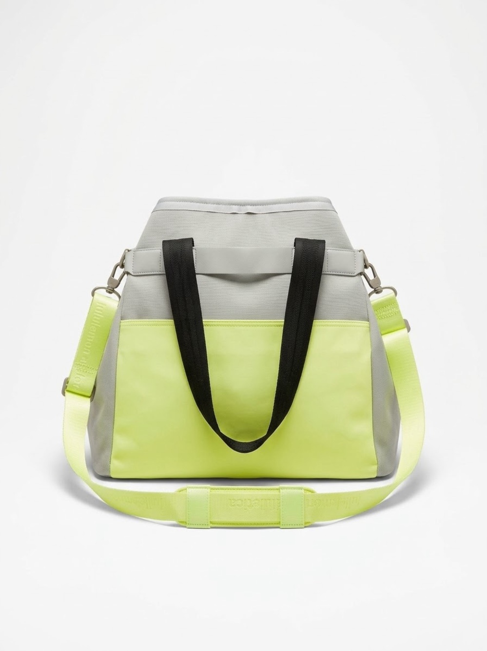 Lululemon Get Zen’d Neon Lime & Light Gray Neoprene Tote with Black Handles